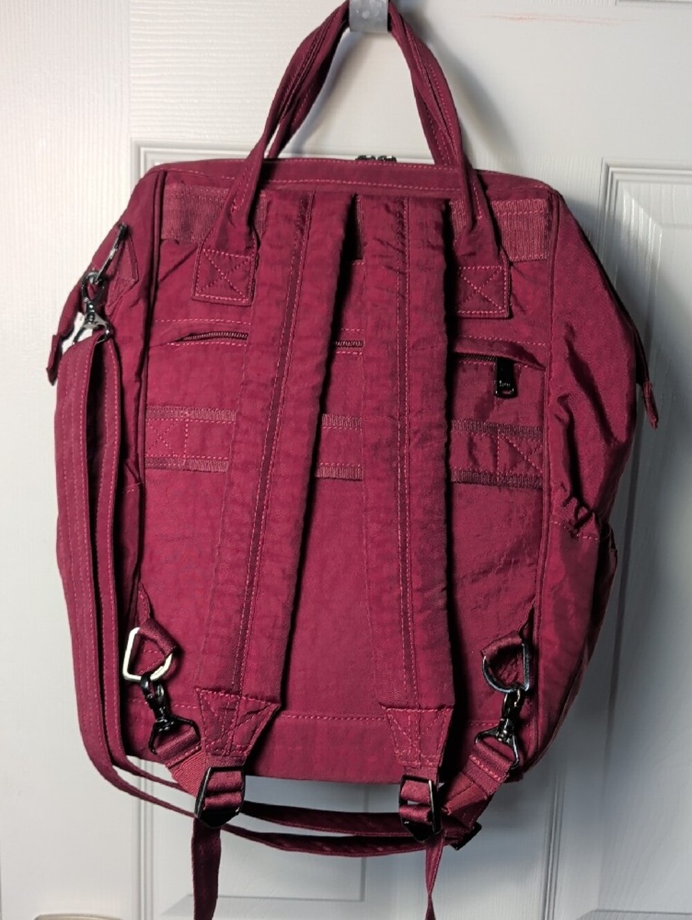 lug Maroon Backback Tote with Polka Dot Front Pocket - Picture 2 of 4